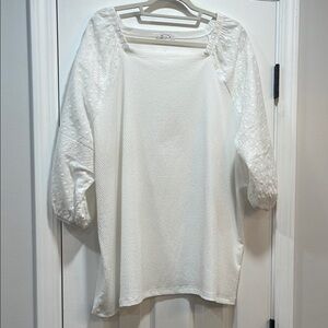 White Oversized Boxy 3/4 Sleeve Blouse size 3X